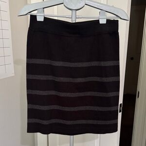 LOFT Black and Gray Striped Mini Skirt